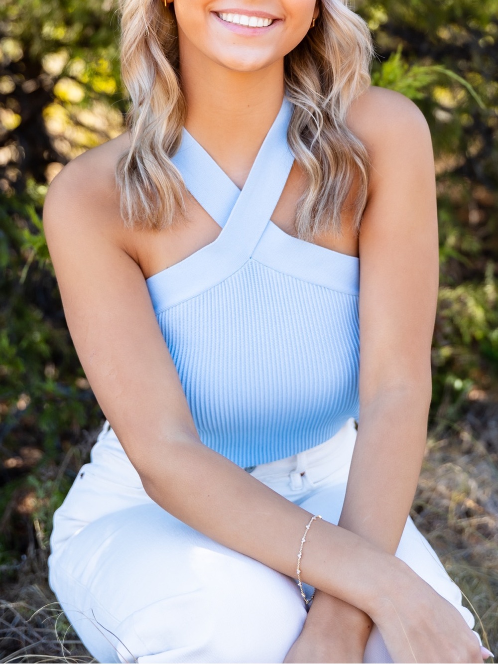 American Threads Light Blue Ribbed Tank - Picture 3 of 3